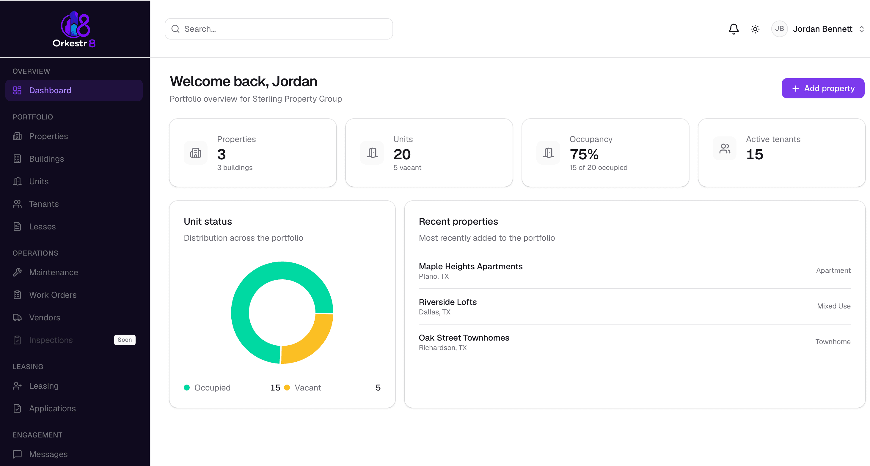 Orkestr8 manager dashboard